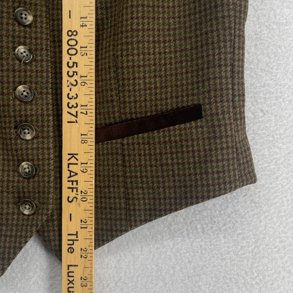 LAUREN RALPH LAUREN Vest S Wool Tweed Houndstooth Waistcoat Suit Button Up Brown - Picture 11 of 12